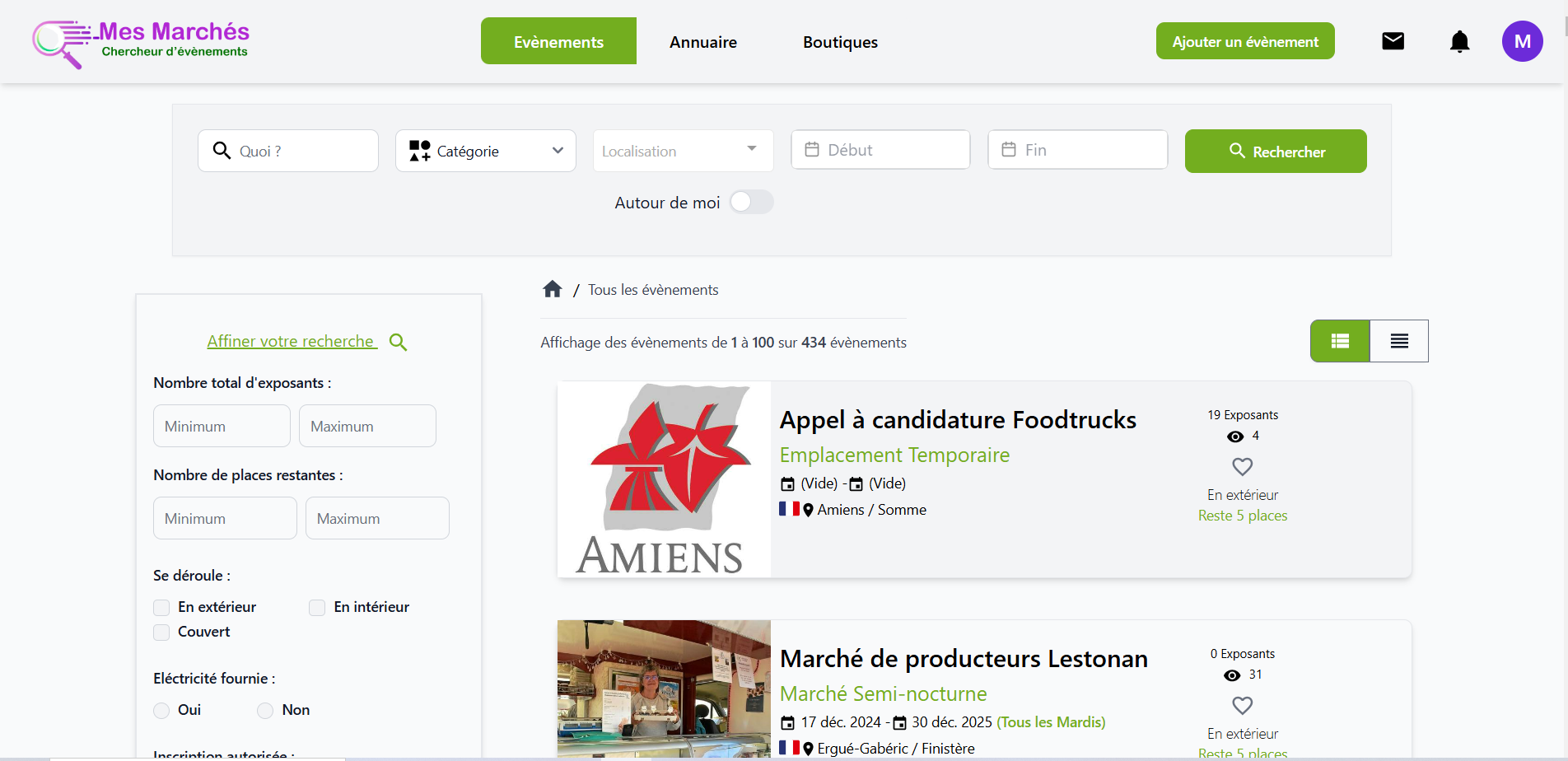 mesmarches.fr : Site d'annonces pour les évènements